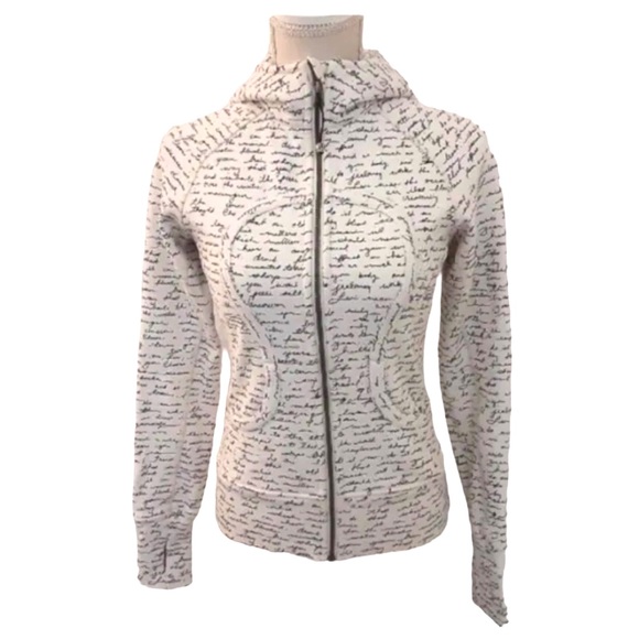 Lululemon Rare Scuba Hoodie II Manifesto Script Ghost Black White Jacket - XS - Picture 1 of 11